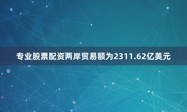 专业股票配资两岸贸易额为2311.62亿美元